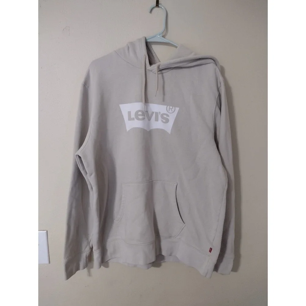 Levis Mens Standard Fit Graphic Logo Pullover Hoodie‎ Beige Sand Large L